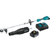 Factory Reconditioned Makita XUX02SM1X3-R 18V LXT Brushless Lithium-Ion Cordless Couple Shaft Power Head with 13 in. String Trimmer and Blower Attachments Kit (4 Ah)