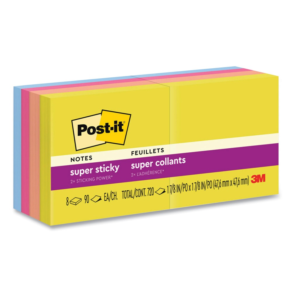 Post-it Notes Super Sticky 1.88 in. x 1.88 in. Pads in Summer Joy Collection Colors (8/Pack)
