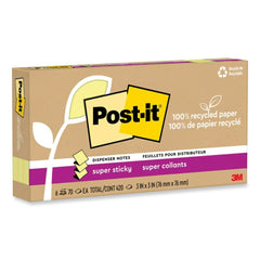 Post-it Notes Super Sticky 3 in. x 3 in. 100 Percent Recycled Paper Super Sticky Notes - Canary Yellow (6-Pads/Pack)