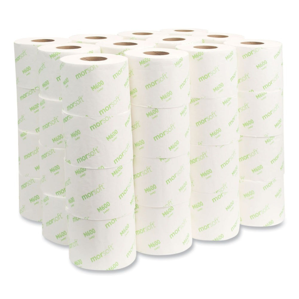 Morcon Paper Morsoft 2-Ply Septic-Safe Controlled Bath Tissue - White (600 Sheets/Roll, 48 Rolls/Carton)