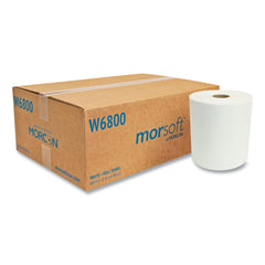 Morcon Paper W6800 Morsoft 8 in. x 800 ft. 1-Ply Universal Roll Towels - White (6 Rolls/Carton)