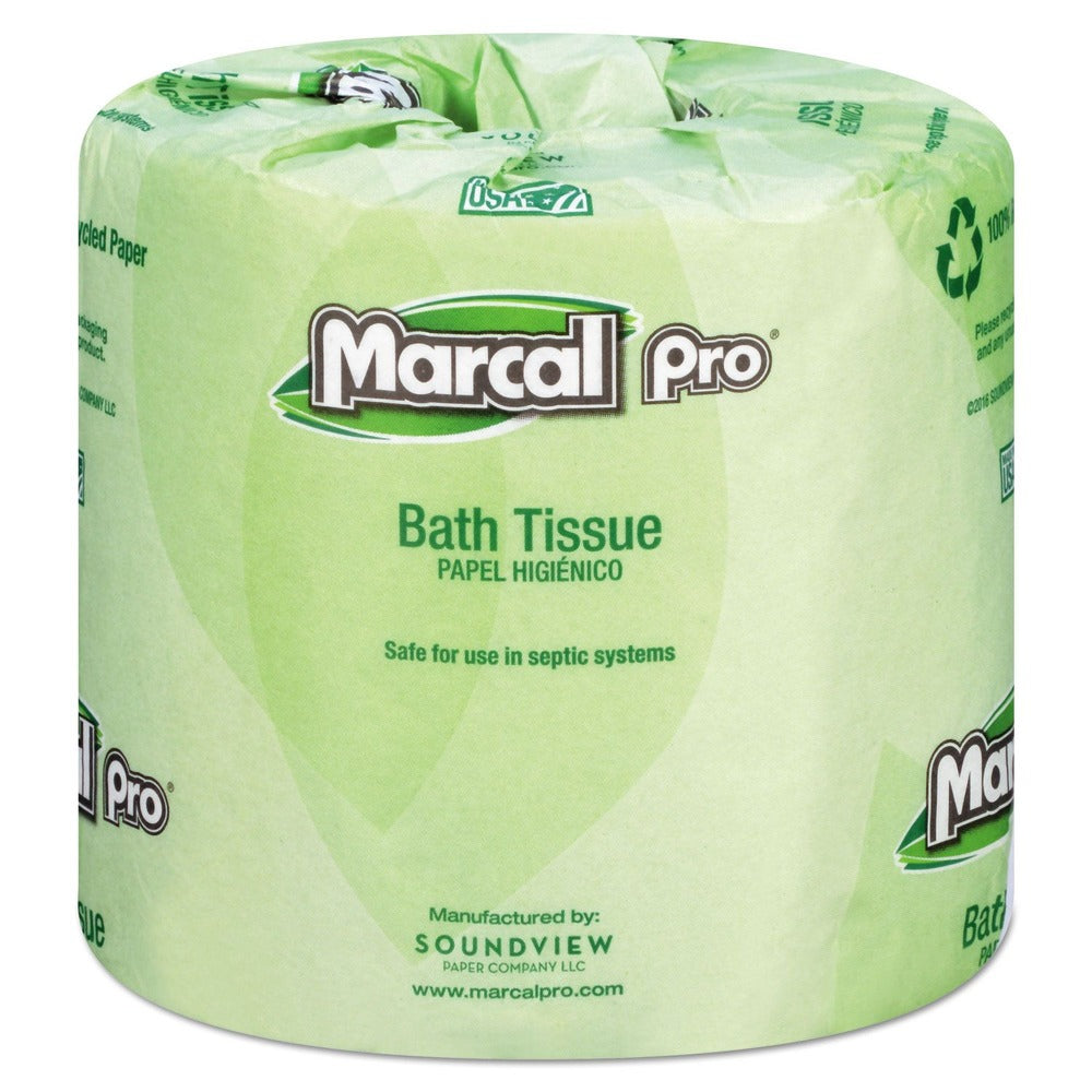 Marcal PRO 100% Recycled Septic Safe 2 Ply Bathroom Tissue - White (48/Carton)