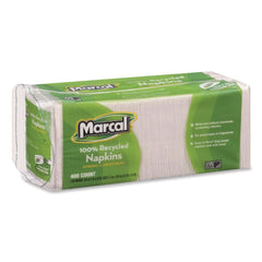 Marcal 6506 1-Ply 11.4 in. x 12.5 in. 100% Recycled Lunch Napkins - White (400/Pack)