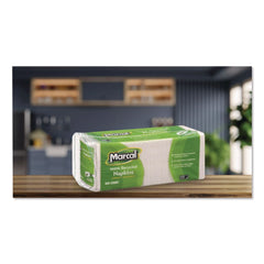 Marcal 6506 1-Ply 11.4 in. x 12.5 in. 100% Recycled Lunch Napkins - White (400/Pack)