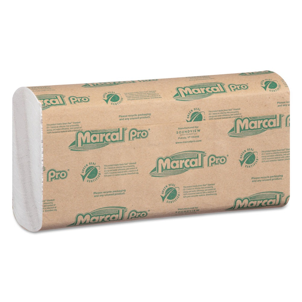 Marcal PRO 12.88 in. x 10.13 in. 1-Ply 100% Recycled C-Fold Paper Towels - White (2400/Carton)