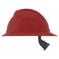 MSA V-Gard 500 Fas-Trac III 4-Point Vented Hat - Red
