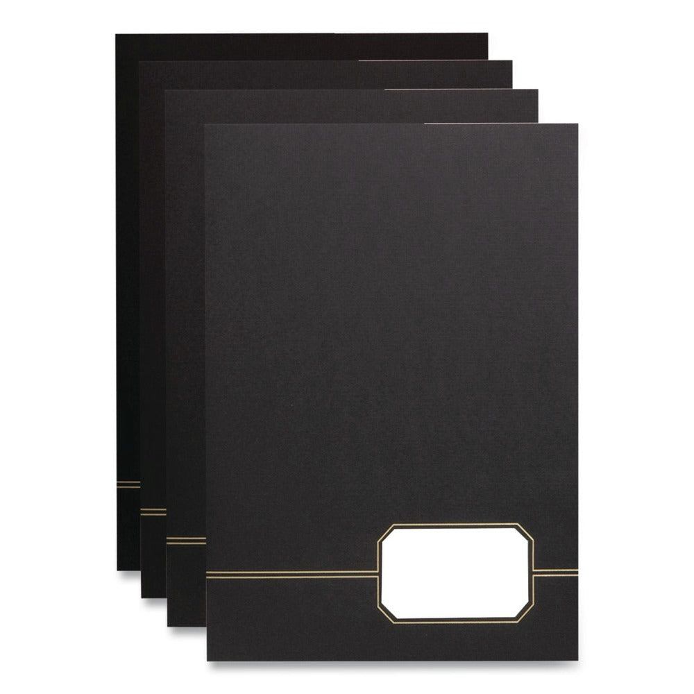 Oxford 0.5 in. Capacity 11 in. x 8.5 in. Premium Cover Stock Black with Embossed Gold Foil Accents Monogram Series Business Portfolio (4/Pack)
