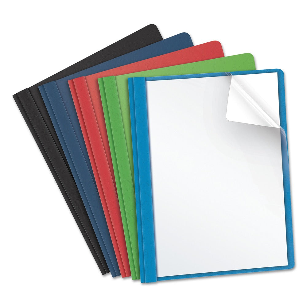 Oxford 3 Prong Fastener 0.5 in. Capacity 8.5 in. x 11 in. Front Standard Grade Report Cover - Clear/Assorted (25/Box)