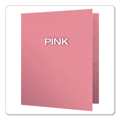 Oxford 11 in. x 8.5 in. 0.5 in. Capacity Twin-Pocket Folders with 3 Fasteners - Pink (25/Box)
