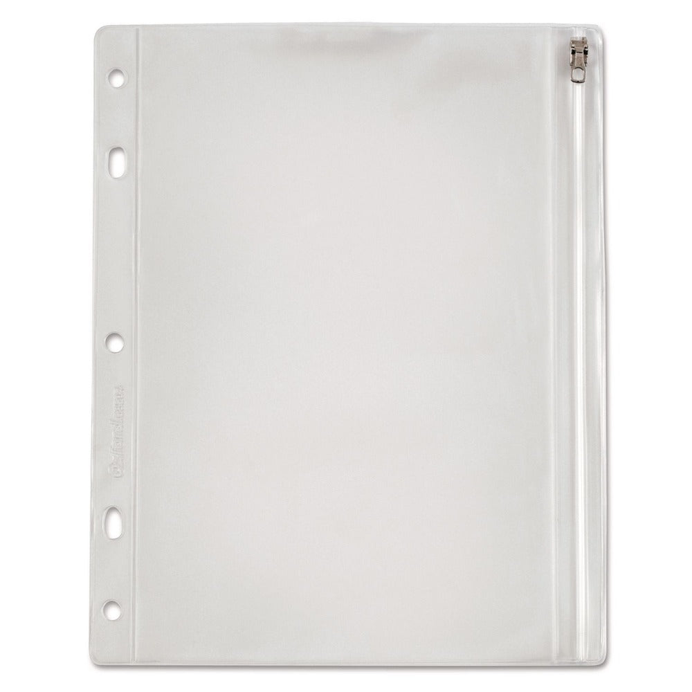 Oxford 8 in. x 10.5 in. 2 to 5-Hole Punched Zipper Binder Pocket - Clear