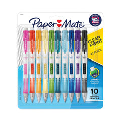 Paper Mate #2 0.7 mm HB Clear Point Mechanical Pencil Black Lead - Assorted Barrel Colors (10/Pack)