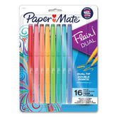 Paper Mate Medium 0.7 mm Flair Duo Felt Tip Porous Point Pen Stick - Assorted Ink and Barrel Colors (16/Pack)