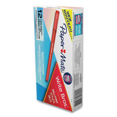 Paper Mate 1 mm Write Bros. Medium Ballpoint Stick Pen - Red Ink/Red Barrel (1-Dozen)