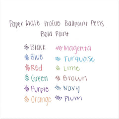 Paper Mate 1.4 mm Profile Bold Retractable Ballpoint Pen - Purple Ink/Translucent Purple Barrel (1-Dozen)