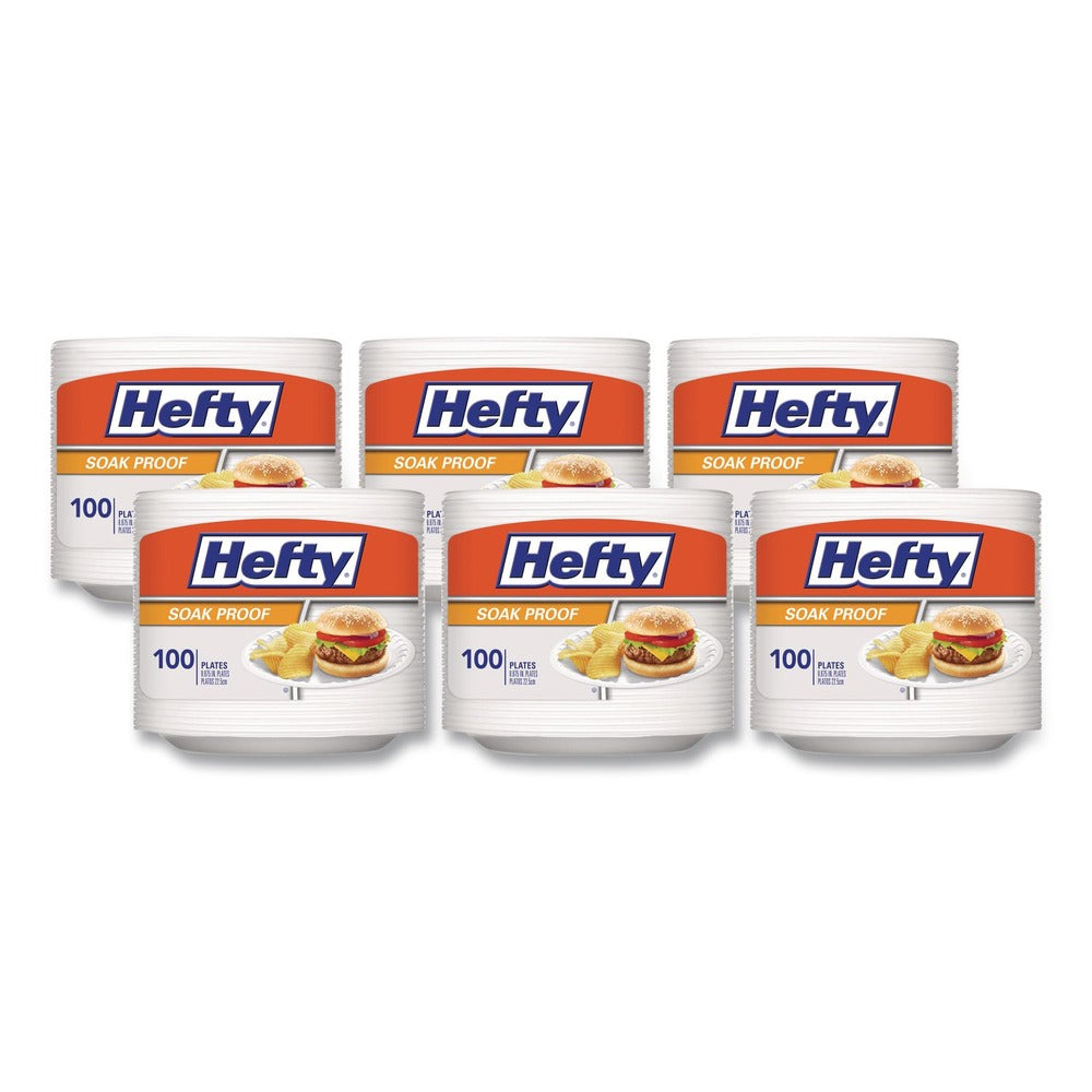 Hefty 8.88 in. Soak Proof Tableware Foam Plates - White (6 Packs/Carton)