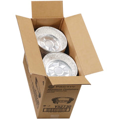 Pactiv Corp. Y52730 7 in. Diameter x 1.53 in. h 24 oz Aluminum Take-Out Container - Silver (250/Carton)