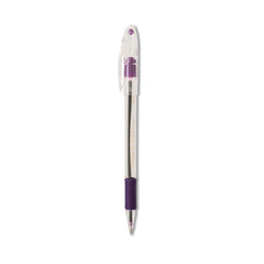 Pentel 1 mm Medium R.S.V.P. Stick Ballpoint Pen - Violet Ink, Clear/Violet Barrel (1-Dozen)