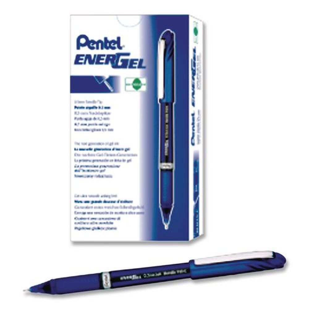 Pentel EnerGel NV Fine 0.5 millimeter Stick Gel Pen - Blue Ink/Barrel (1-Dozen)