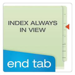 Pendaflex 2.5 in. Expansion 2 Dividers 6 Fasteners Letter Size End Tab Classification Folders - Pale Green Exterior (10/Box)