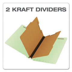 Pendaflex 2.5 in. Expansion 2 Dividers 6 Fasteners Letter Size End Tab Classification Folders - Pale Green Exterior (10/Box)