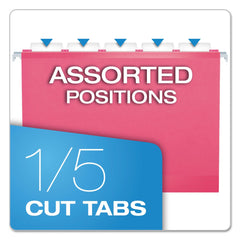 Pendaflex 1/5-Cut Tabs Colored Reinforced Hanging Letter Folders - Pink (25/Box)
