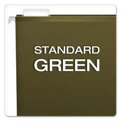 Pendaflex 1 in. Extra Capacity 1/5-Cut Tabs Reinforced Hanging Letter File Folders with Box Bottom - Green (25/Box)