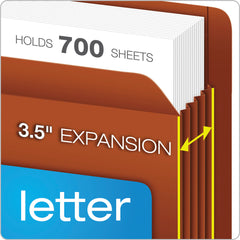 Pendaflex 3.5 Expansion Letter Size Heavy-Duty End Tab File Pockets - Red Fiber (10/Box)