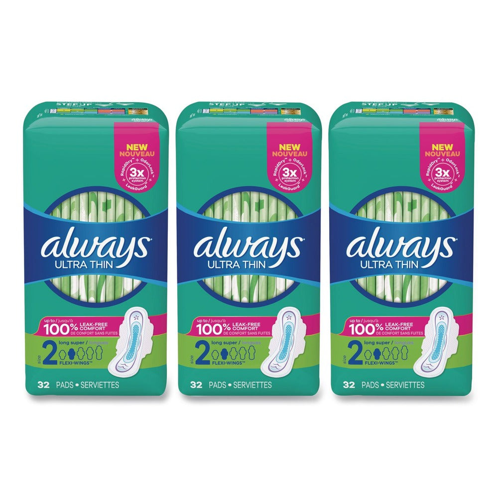 Always Size 2 Ultra Thin Super Absorbent Pads with Wings (3/Carton)