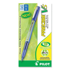 Pilot 0.5 mm Extra-Fine Precise V5 BeGreen Stick Roller Ball Pen - Blue Ink, Blue Barrel (1-Dozen)