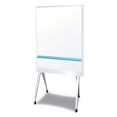 PLUS 38.3 in. x 70.8 in. Aluminum Frame Mobile Partition Board - White Surface/Light Gray Frame