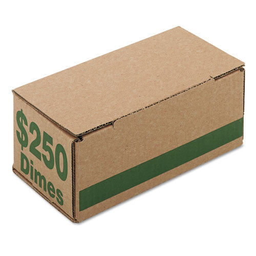PM Company 8.06 x 3.31 x 3.19 Corrugated Cardboard Coin Storage with Denomination Printed On Side - Green (50/Carton)