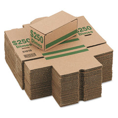 PM Company 8.06 x 3.31 x 3.19 Corrugated Cardboard Coin Storage with Denomination Printed On Side - Green (50/Carton)