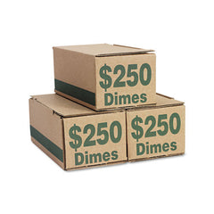 PM Company 8.06 x 3.31 x 3.19 Corrugated Cardboard Coin Storage with Denomination Printed On Side - Green (50/Carton)