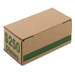 PM Company 8.06 x 3.31 x 3.19 Corrugated Cardboard Coin Storage with Denomination Printed On Side - Green (50/Carton)
