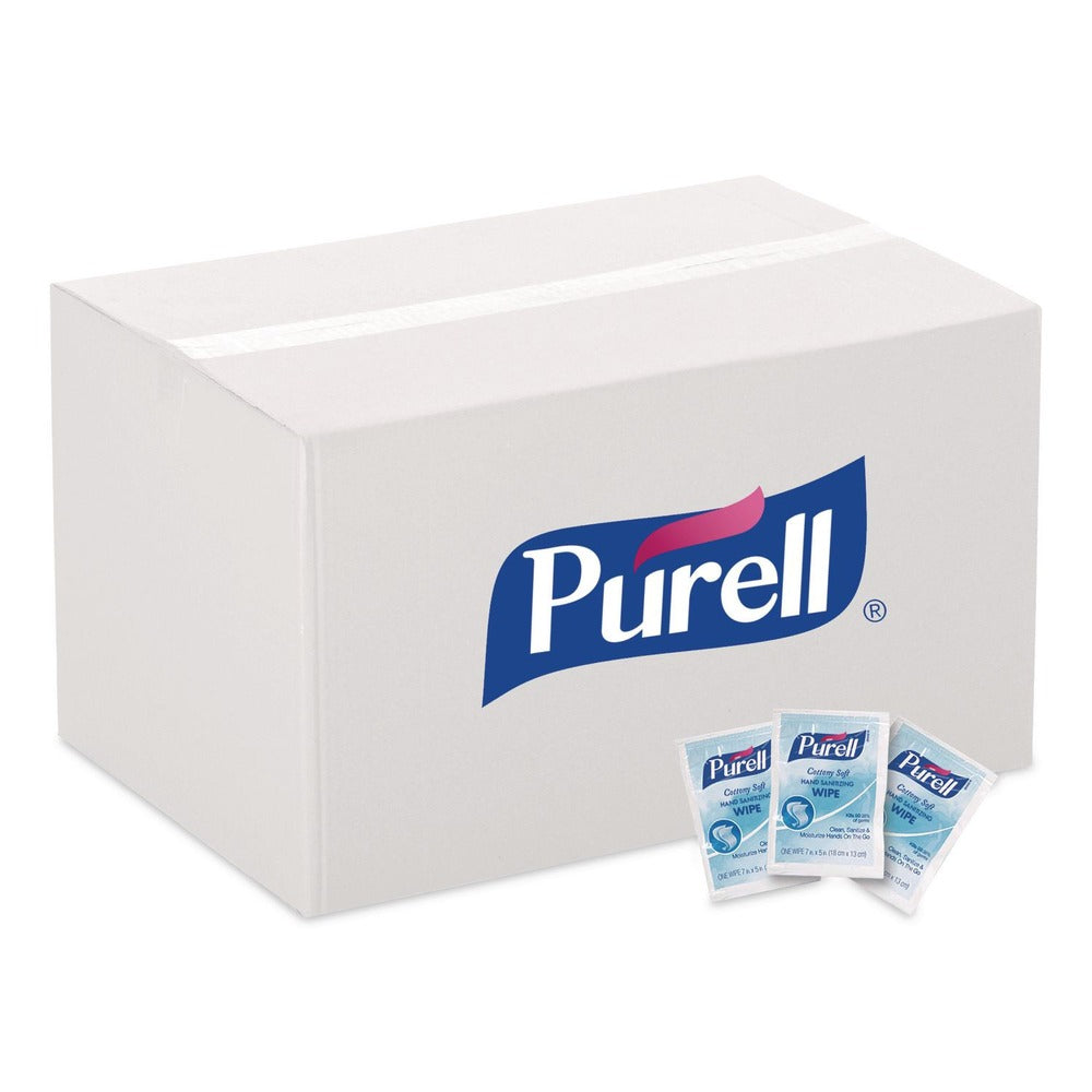 PURELL 9026-1M 5 in. x 7 in. Cottony Soft Individually Wrapped Sanitizing Hand Wipes - Unscented, White (1000/Carton)