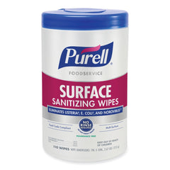 PURELL 10 in. x 7 in. 1-Ply Foodservice Surface Sanitizing Wipes - Fragrance-Free/White (6/Carton)
