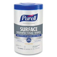 PURELL 7 in. x 8 in. 1-Ply Professional Surface Disinfecting Wipes - Fresh Citrus/White (6/Carton)