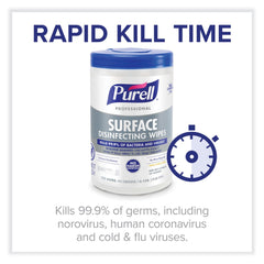 PURELL 7 in. x 8 in. 1-Ply Professional Surface Disinfecting Wipes - Fresh Citrus/White (6/Carton)