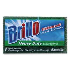 Brillo Estracell 4.9 in. x 2.9 in. Heavy-Duty Scrub Sponge - Yellow/Green (12/Carton)