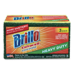 Brillo 21031 Estracell 4.5 in. x 2.75 in. Heavy-Duty Scrub Sponge - Yellow/Green (8/Carton)