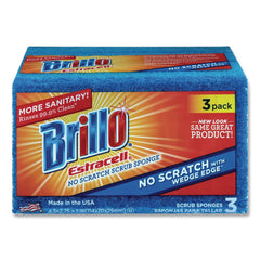 Brillo 21034 Estracell 4.5 in. x 2.75 in. No-Scratch Kitchen Sponges - Blue (8/Carton)