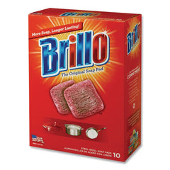 Brillo 2.5 in. x 3 in. Steel Wool Soap Pads - Gray/Pink (12/Carton)