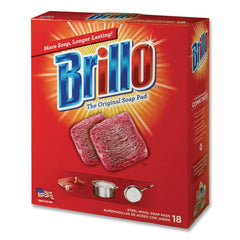 Brillo 23318 2.5 in. x 3 in. Steel Wool Soap Pads - Gray/Pink (12/Carton)