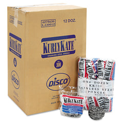 Kurly Kate 3.5 x 3.5 Stainless Steel Scrubbers - Medium/Steel Gray (12/Carton)