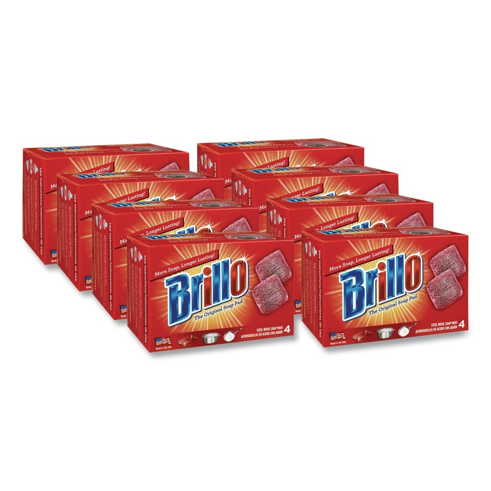 Brillo 2.5 in. x 3 in. Steel Wool Soap Pads - Gray/Pink (12/Carton)