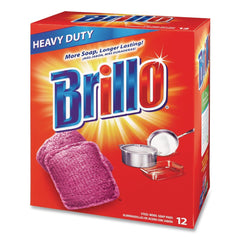 Brillo 3 in. x 3 in. Steel Wool Soap Pads - Gray/Pink (12/Carton)