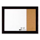 Quartet 23 x 17 Home Decor Magnetic Combo Dry Erase Board with Cork Board on Side - Tan/White Surface/Black Wood Frame