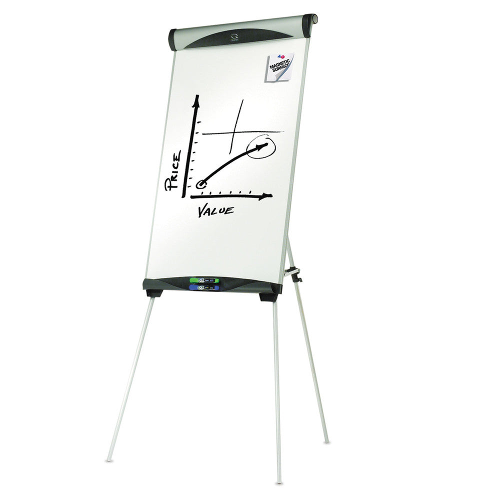 Quartet 27 in. x 39 in. Euro Magnetic Presentation Easel - White Surface, Satin Aluminum Frame