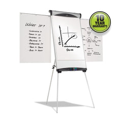 Quartet 27 in. x 39 in. Euro Magnetic Presentation Easel - White Surface, Satin Aluminum Frame