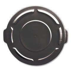 Rubbermaid Commercial BRUTE 22.25 in. Diameter Self-Draining Flat Top Lids for 32 Gallon Round BRUTE Containers - Black